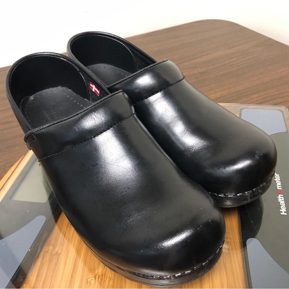 SANITA Original Professional Nursing Work Clogs Danish Black Leather Shoes 39 - Picture 8 of 11